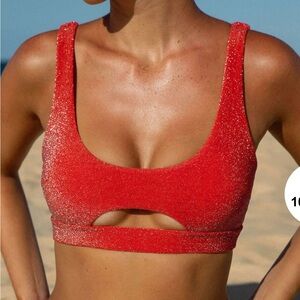 Berlook Red Lurex Sparkling L&M Bikini Top and M Bottom